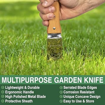 Grampa's Hori Hori Garden Knife with Sheath for Digging & Weeding