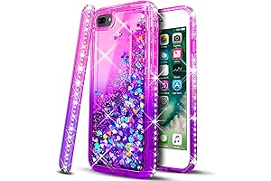 iPhone 7 Plus Case Glitter Liquid Shockproof Protective Cover with Tempered Glass Screen Protector