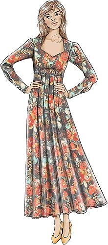 Miniatura 6 de Butterick Patterns Vestido plisado hasta la rodilla hasta el tobillo para mujer, patrones de costura, 6-8-10-12-14, blanco