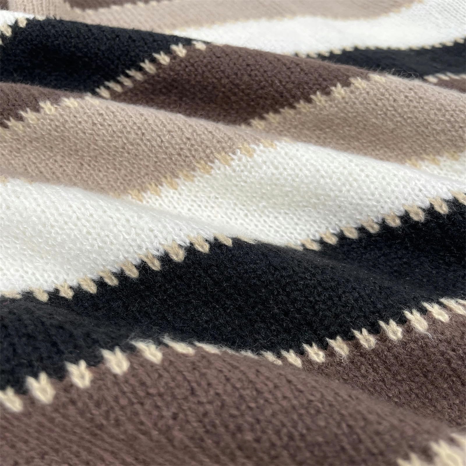 Sweter luźny sweter w paski swetry swetry dzianinowe moherowe swetry damskie-brązowy-S