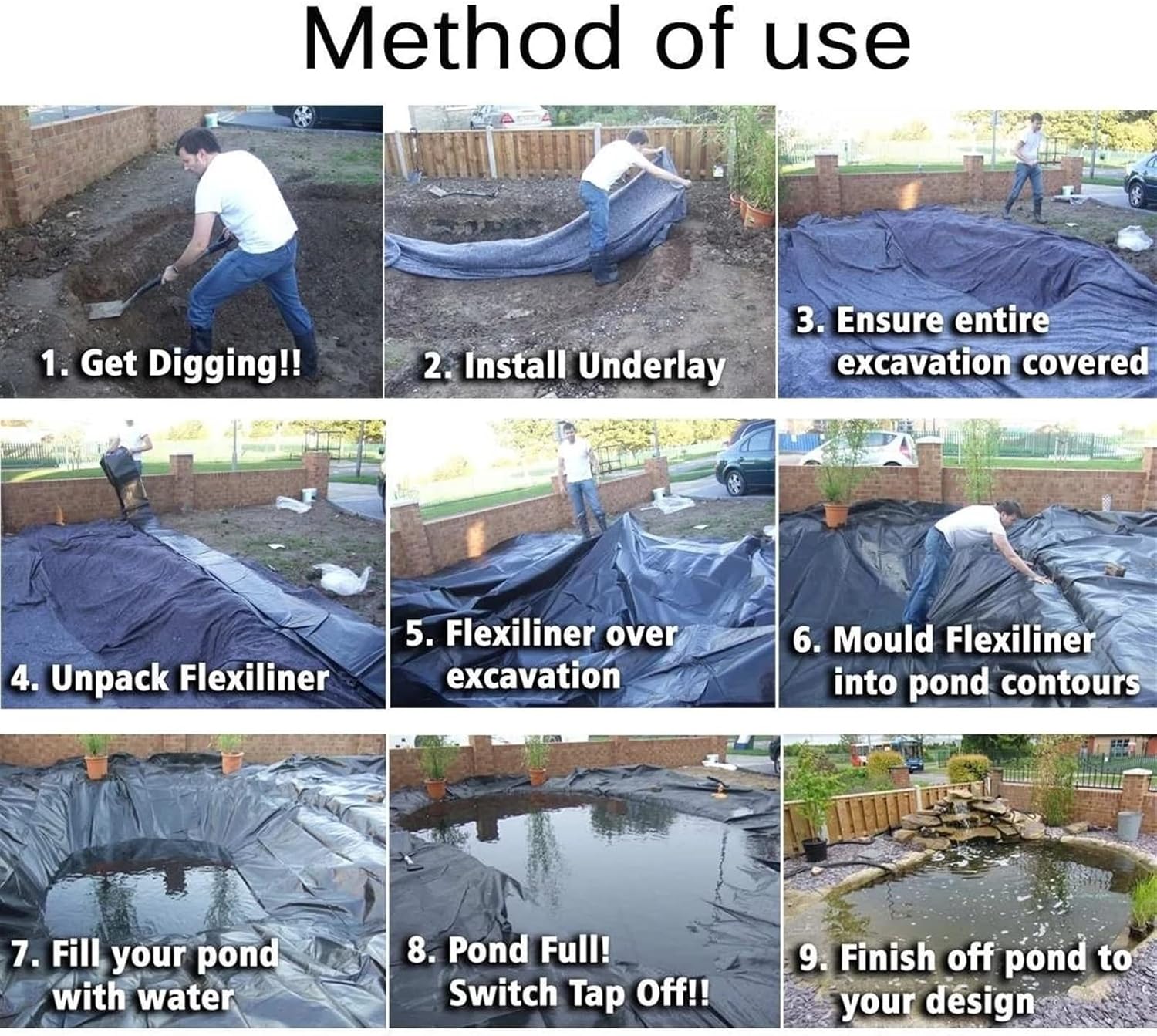 Pond Liner Cloth, Tear-Resistant Waterproof Material for Landscaping and Garden Pools