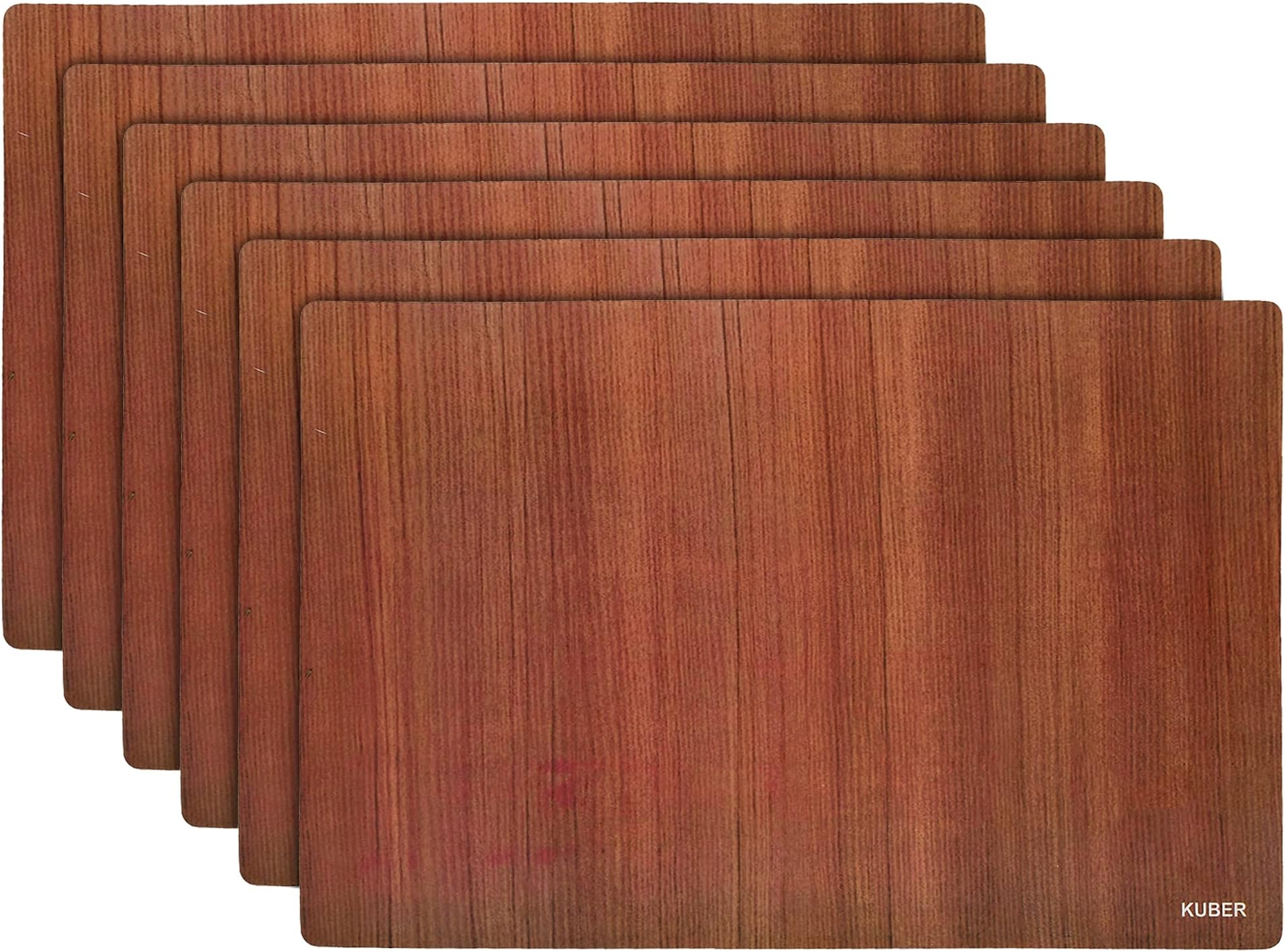 Kuber Industries Placemats Table Mats|PVC Washable Mats|Lining Design for Dining, Kitchen, Restaurant Table(Set of 6, Brown, Polyvinyl Chloride)|Stylish and Easy-to-Clean Table Accessories