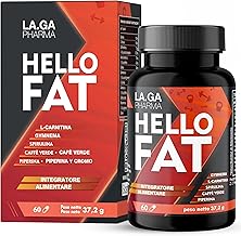 HelloFat Fat Burning Supplement with Spirulina, L-Tyrosine, Bitter Orange, Piperine, Chrome. Slimming, Thermogenic, Draining for Men and Women, Complete Formula, 60 Capsules Made in Italy, 2 Months