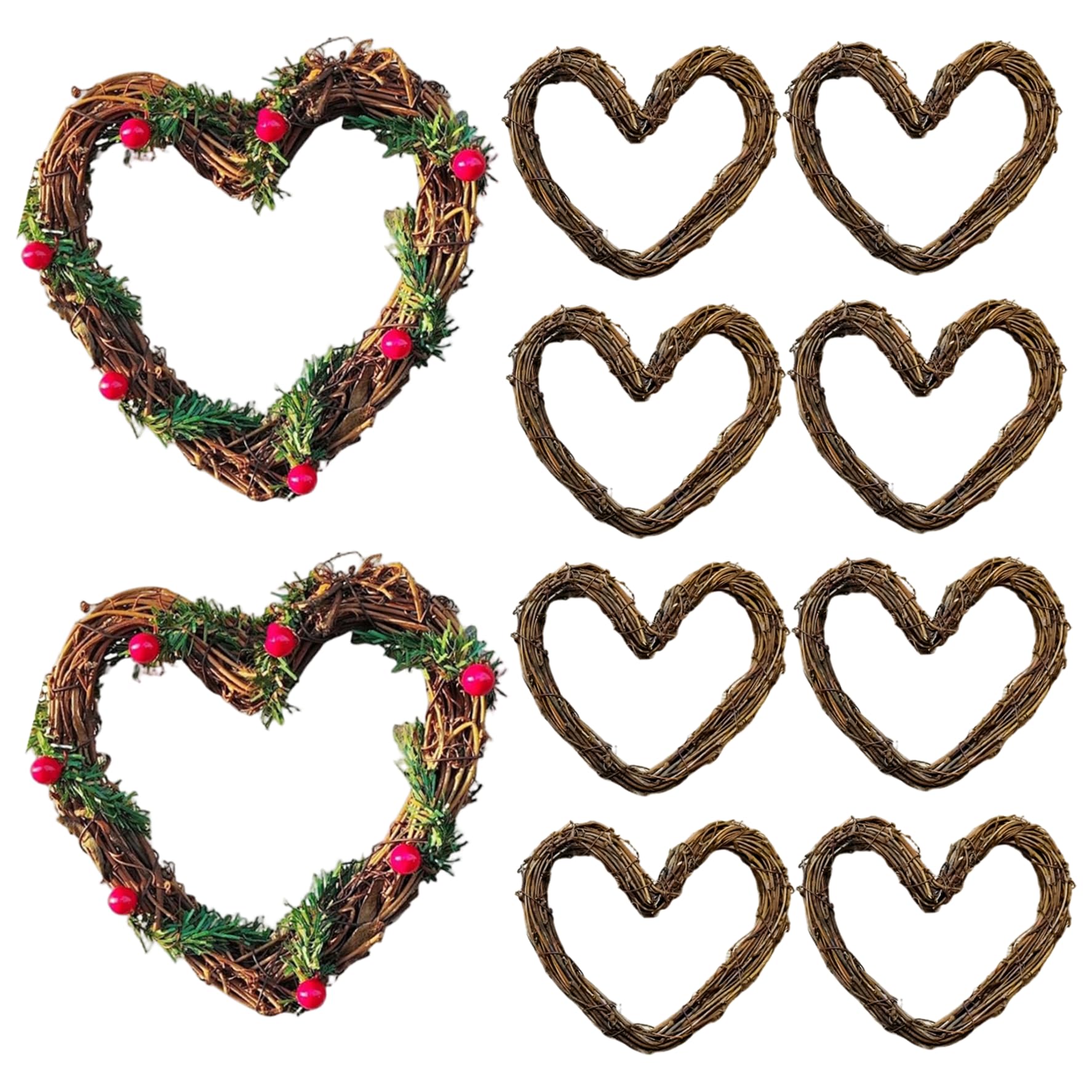 Cadre couronne cœur rotin naturel 15.7 pouces fourniture bricolage lot de 10