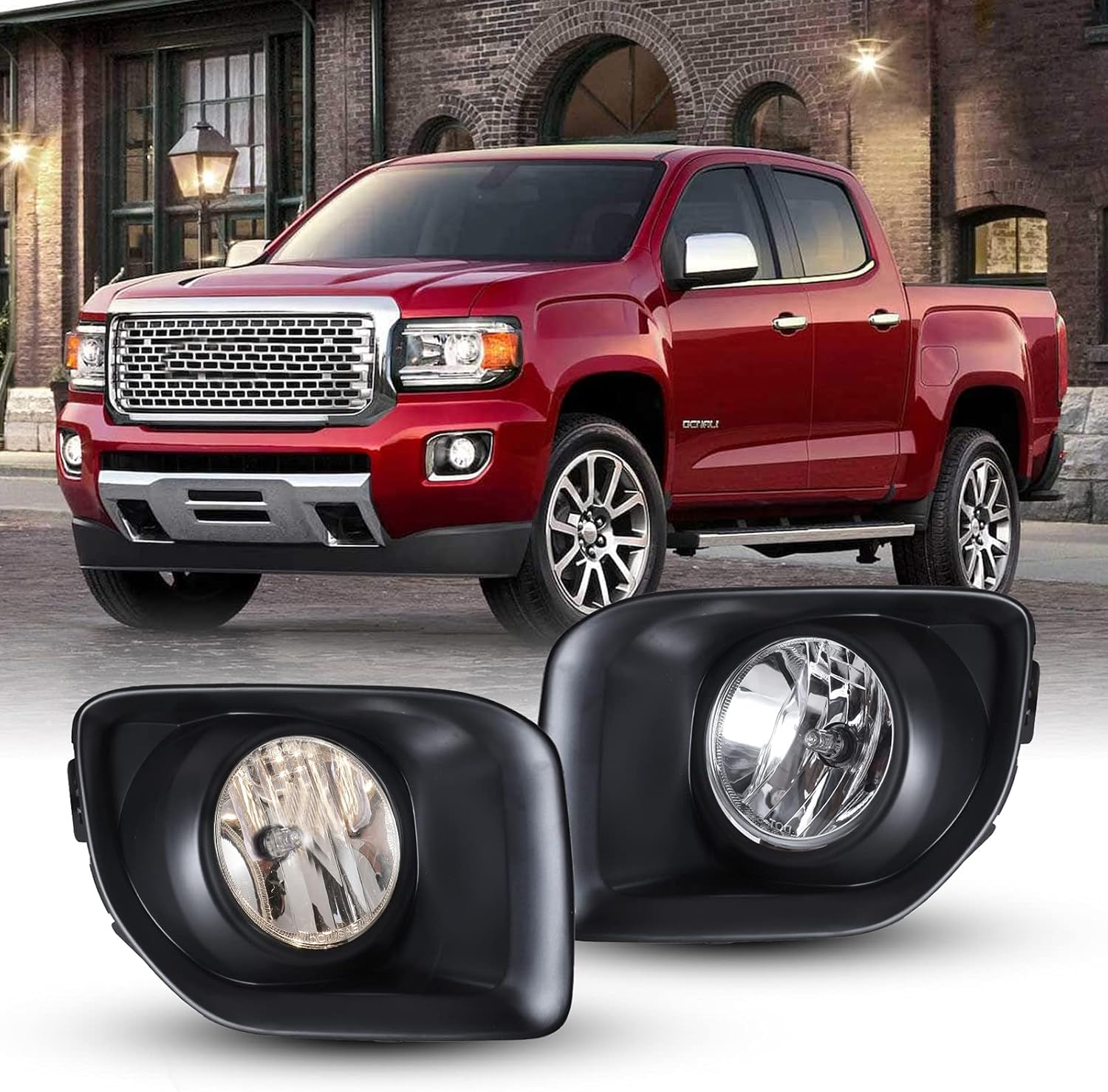 AUTOWIKI Fog Lamp Fit For 2015-2020 GMC Canyon Fog Lights Assembly With Wiring Kits 2 Bulbs 42W 1 Pair