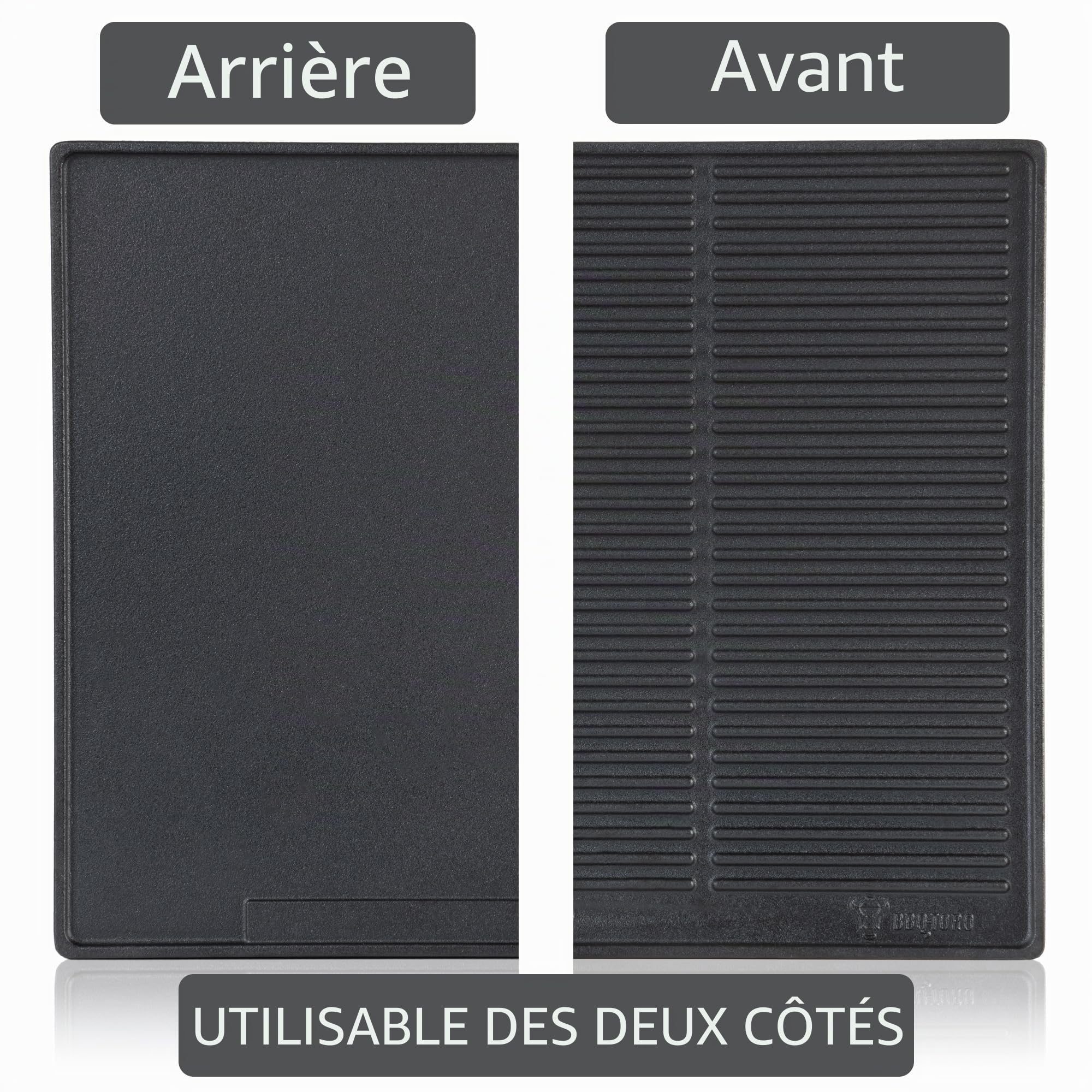BBQ-Toro Plaque de cuisson en fonte | 48 x 39,5 cm | Plaque réversible, utilisation recto-verso | rectangulaire, universelle et massive | Tôle pour barbecue, pour grills à charbon de bois et gaz