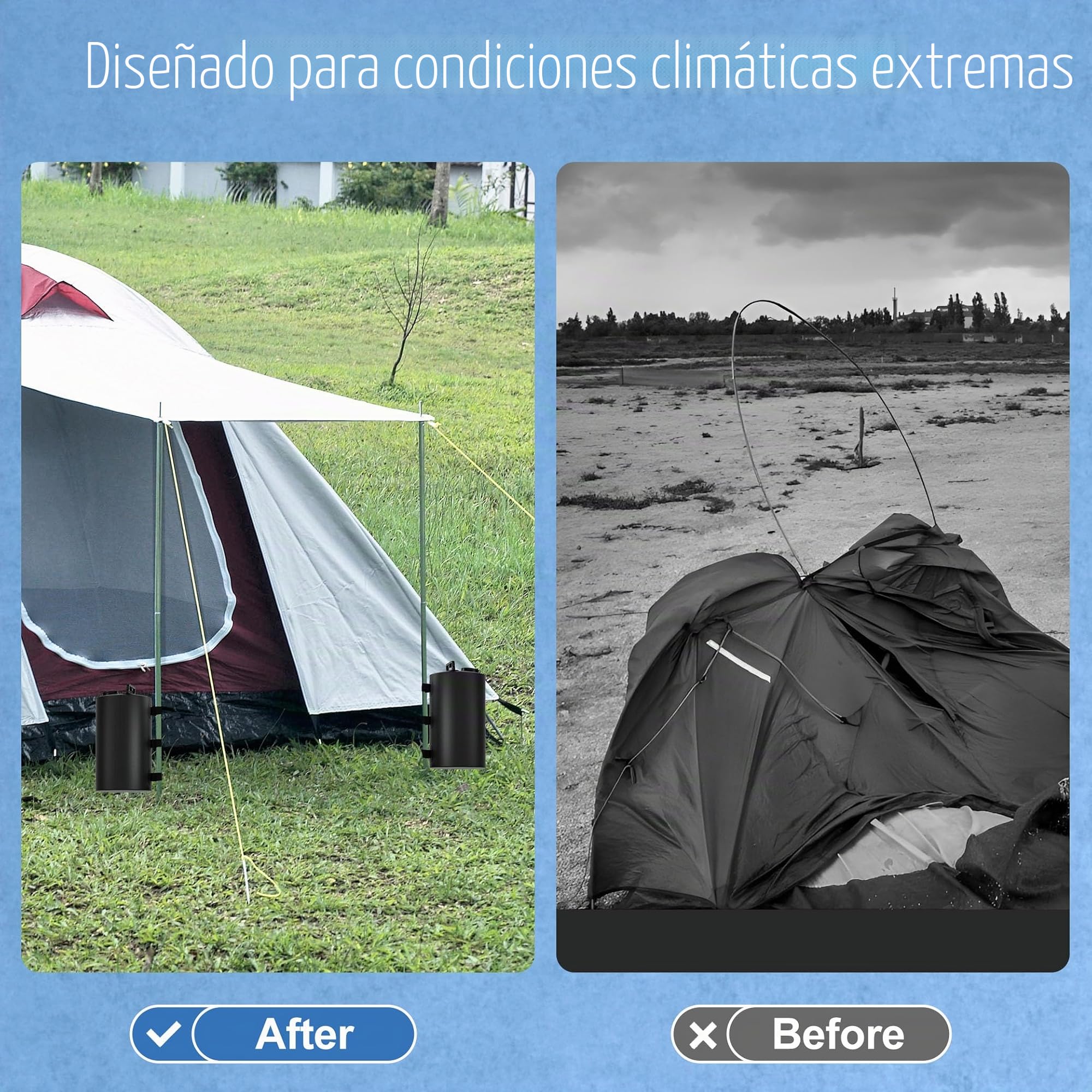 SONAMBULO Juego de 4 Pesas de Agua para Toldo 40 kg (88 LB),Bolsas de Lastre Portátiles 10L,Fijación Antiviento para Carpas Pop-Up,Toldos,Pérgolas,Exteriores