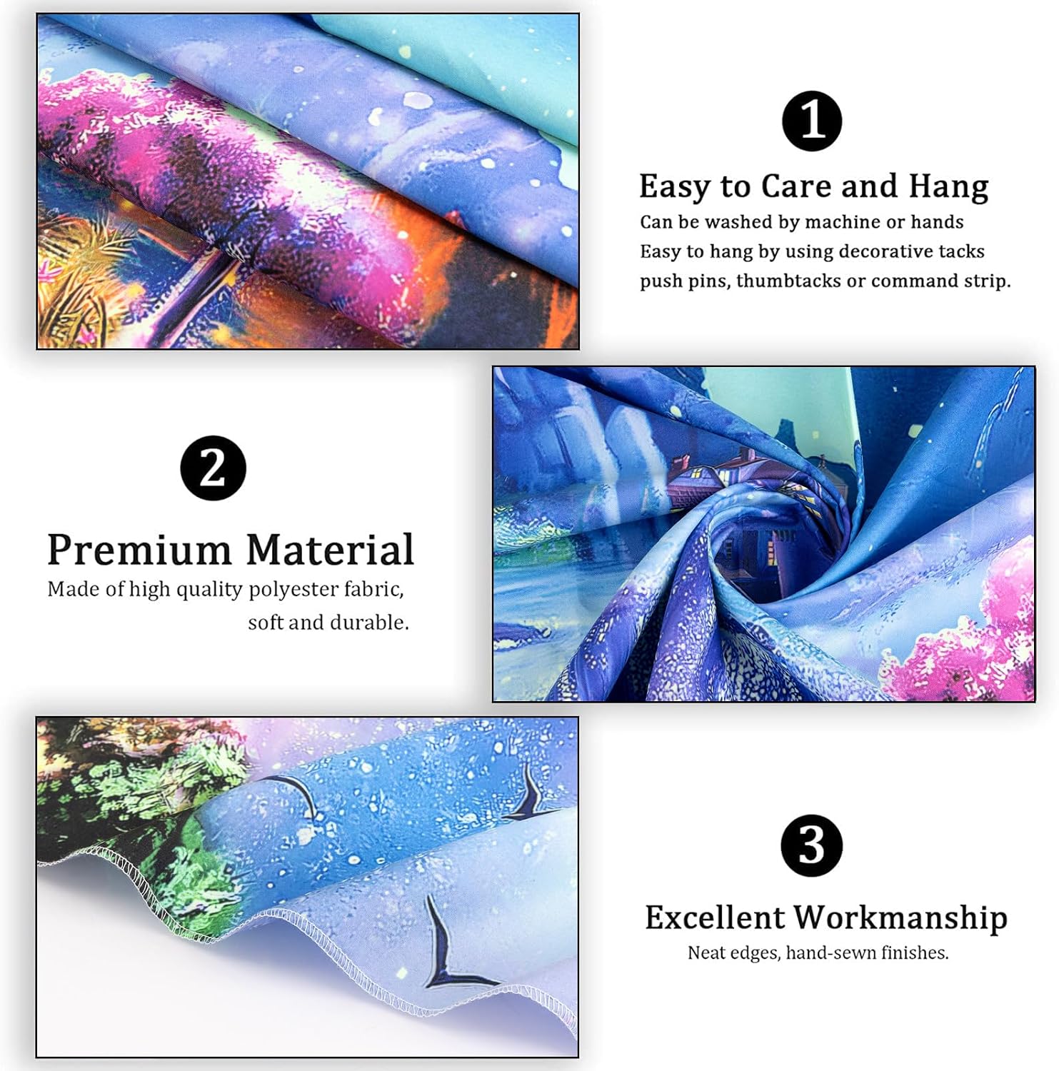 Avinyl Blacklight Space Tapestry for Bedroom, Black Light Moon and Mushroom Large Tapestries 60" x 79", Glow In The Dark Fantasy Waterfall Landscape Wall Hanging for Living Room Dorm Decor image 5