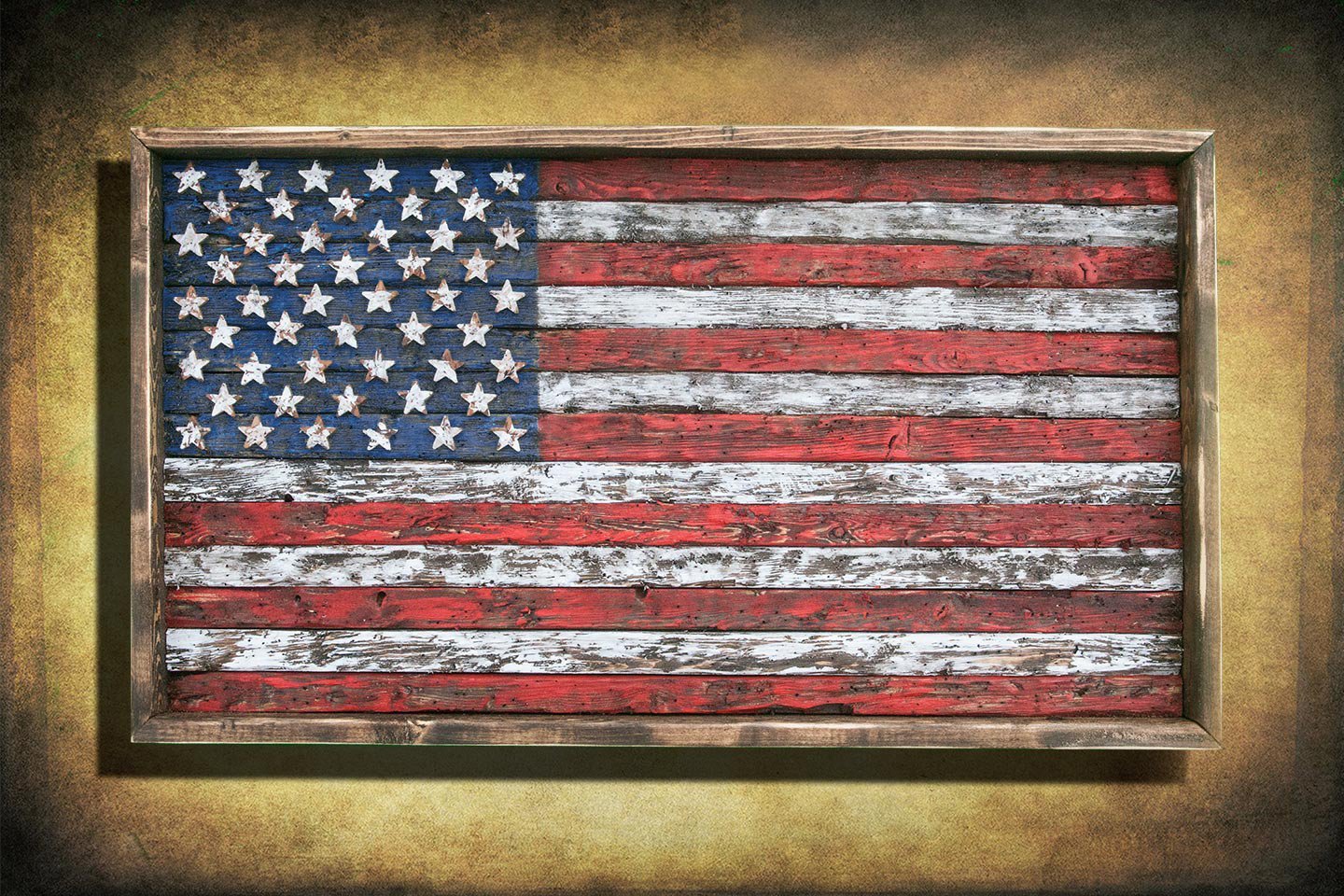 American Flag, Framed version, Weathered Wood, One of a kind, Wooden, vintage
