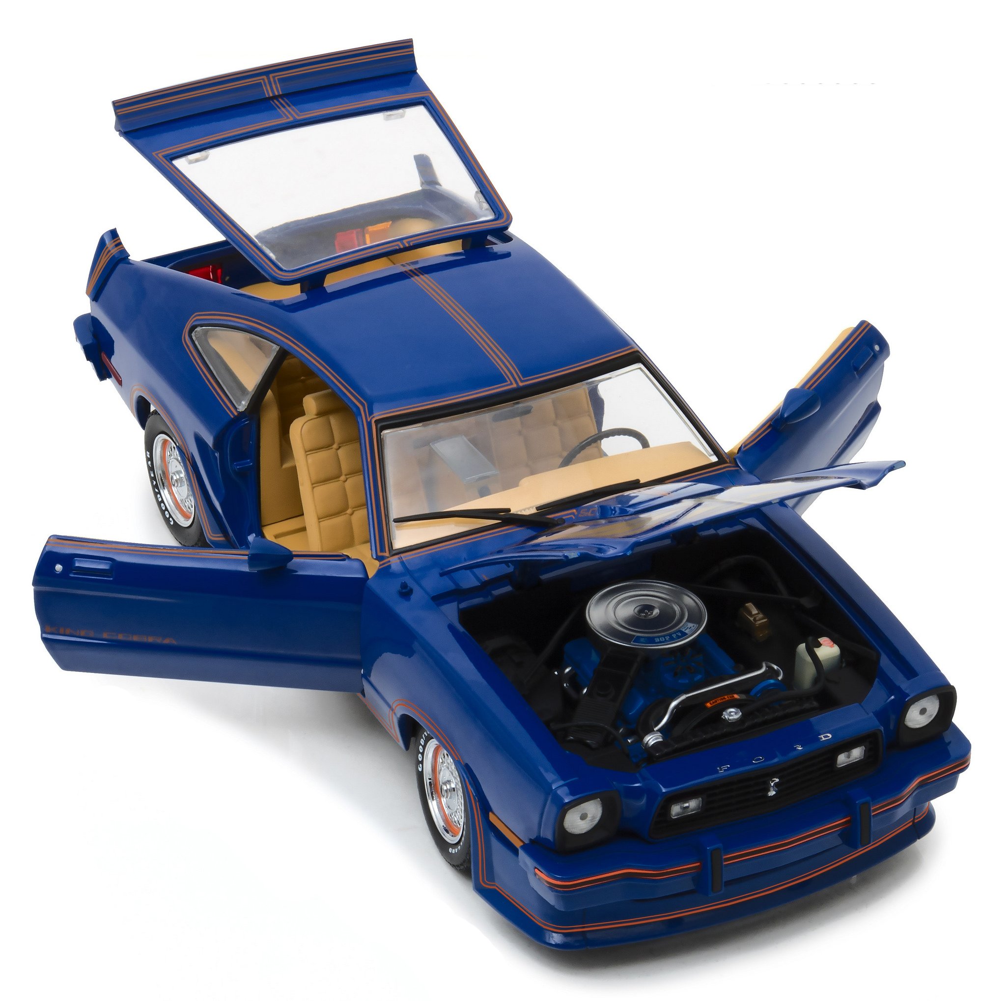 Buy GreenLight 1:18 1978 Ford Mustang II King Cobra - Blue, Red