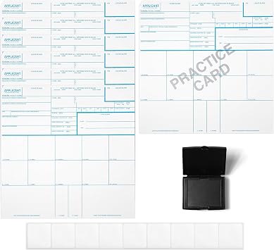 National Gun Trusts - Made in USA - FD-258 Fingerprint Card Kit Full 2026 (6 Cards + 1 Practice Card) w/Reusable Ink Pad, Correction Tabs, Instructions