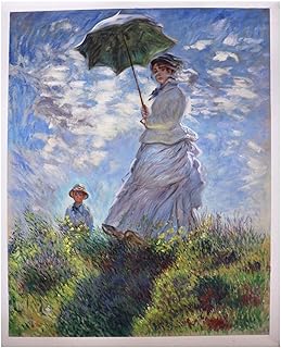 Woman with a Parasol - Madame Monet and Her Son - Claude Monet hand-painted oil painting reproduction,family room large landscape wall art
