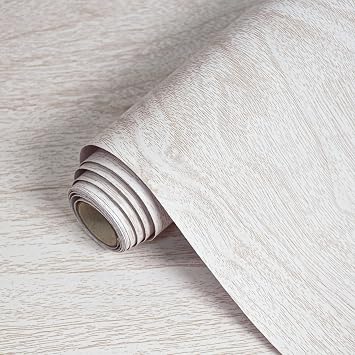 White Wood Contact Paper for Cabinets Drawers Wood Grain Peel and Stick Wallpaper for Furniture Kitchen Shelf Liner Self-Adhesive Wallpaper Vinyl Waterproof Easy to Install 11.8inW 236.2inL