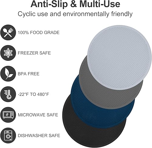 Miniatura 3 de Alfombrilla de silicona para salvamanteles, soportes para ollas, salvamanteles redondos para platos calientes, ollas y sartenes, tapete de cubierta