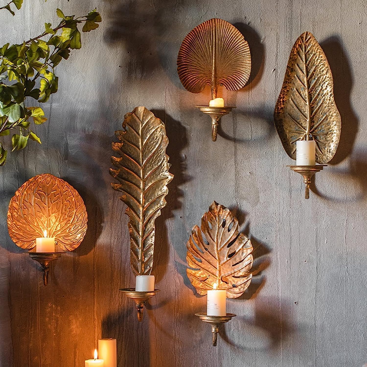 Home Decor Wall Candle Holder Hanging Sconce Tealight Pillar Candlesticks Handmade Art Candle Stand Entertaining