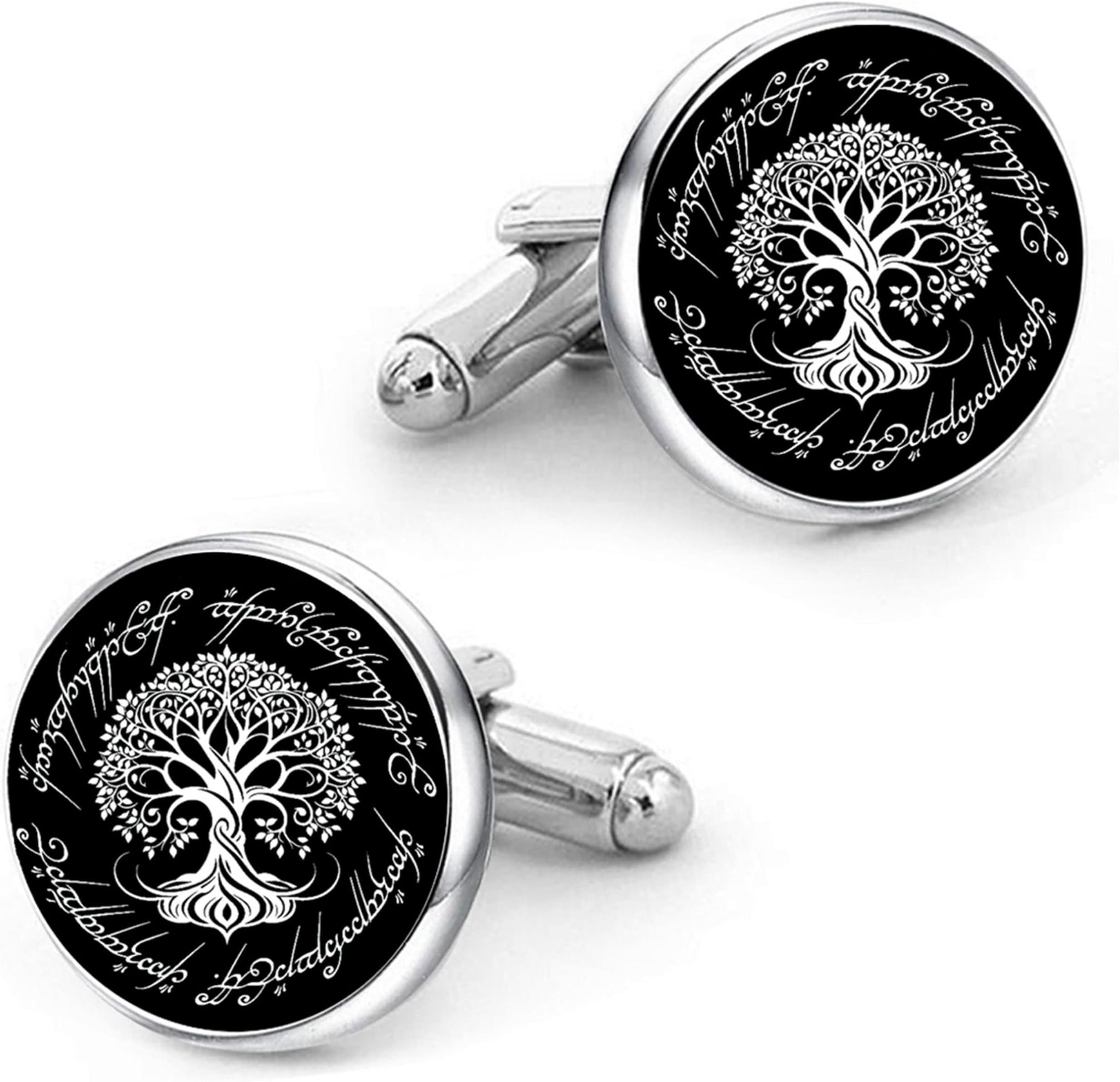Kooer Cufflinks For Men, White Tree Cufflinks Wedding Christmas Tree of Life Cuff Links Gift For Men Father Dad Husband