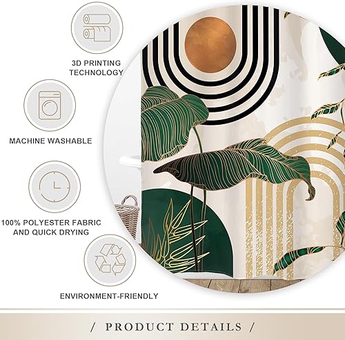 Miniatura 5 de Glawry Juego de 4 cortinas de ducha verdes de 72 pulgadas de ancho x 72 pulgadas de largo, alfombras antideslizantes, cubierta para tapa de inodoro