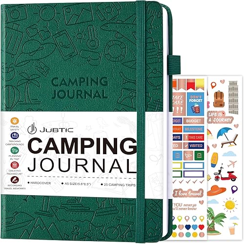 JUBTIC Diario de campamento y libro de registro de viaje para caravana, diario de aventura A5 para 25 campamentos, diario de senderismo, libros de JUBTIC Diario de campamento y libro de registro de viaje para caravana, diario de aventura A5 para 25 campamentos, diario de senderismo, libros de