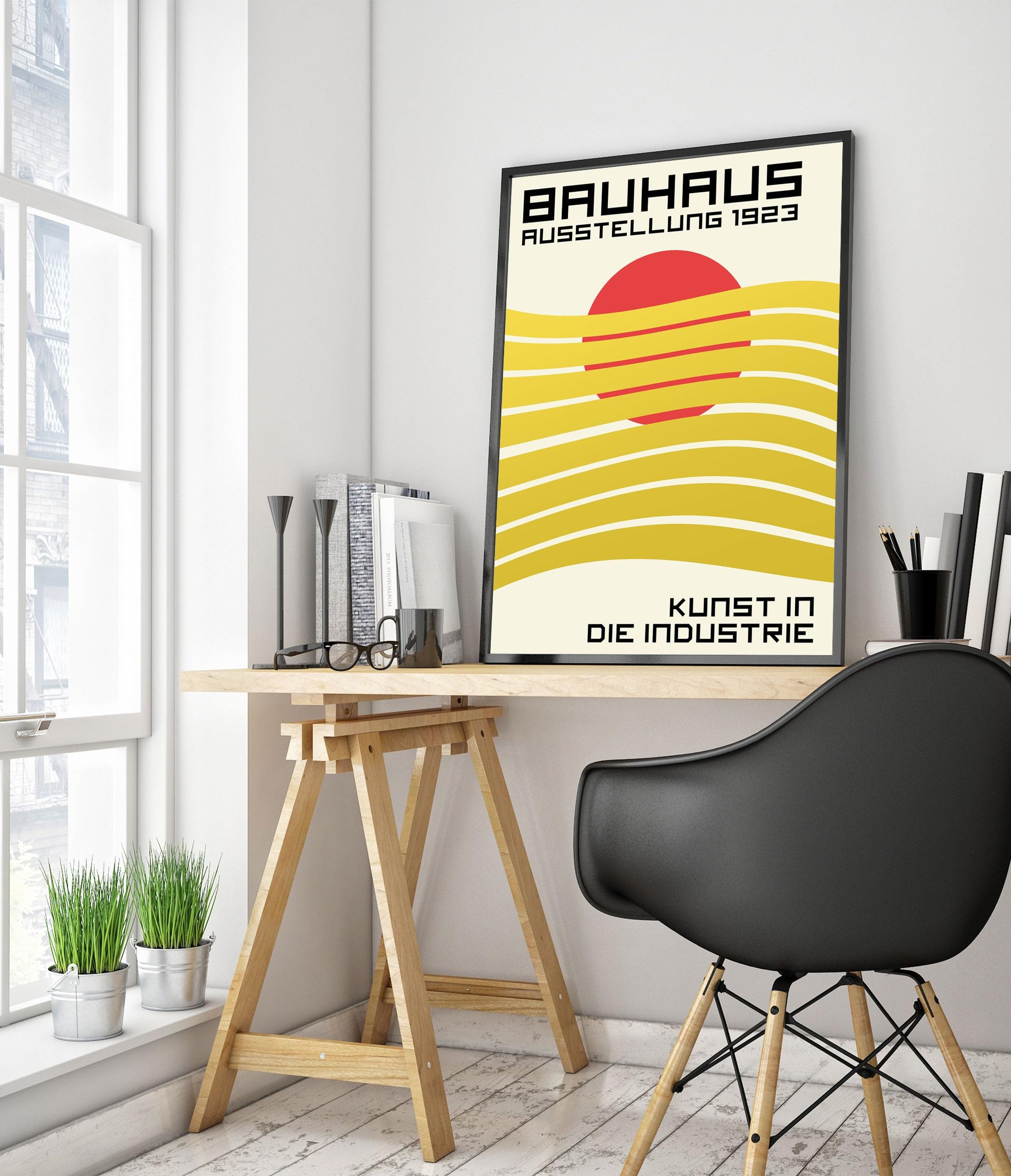 Sun & Waves Poster, Bauhaus Print, Framed Abstract Art, Mid-Century Wall Art, Modern Home Decor, Gift Idea, Archival Matte - Image 2