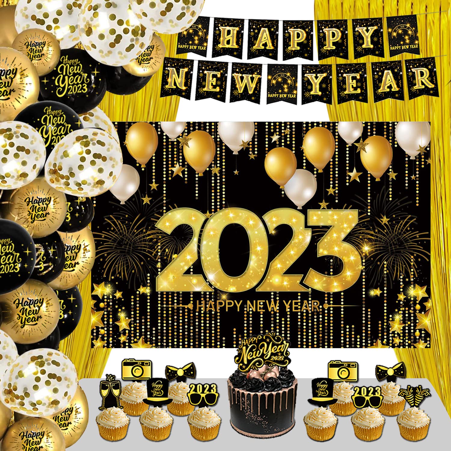 Buy Yoawllty New Year Decorations 2023, Happy Happy New Year Eve Party