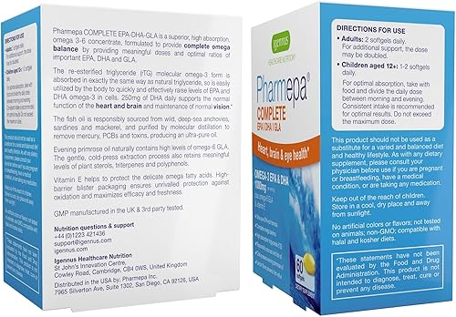 Miniatura 7 de Igennus Pharmepa Complete EPA 668mg & DHA 334mg Omega-3 Fatty Acids 1000mg, IFOS Certified, rTG Form, High Potency Fish Oil Plus Omega-6 & 9 from