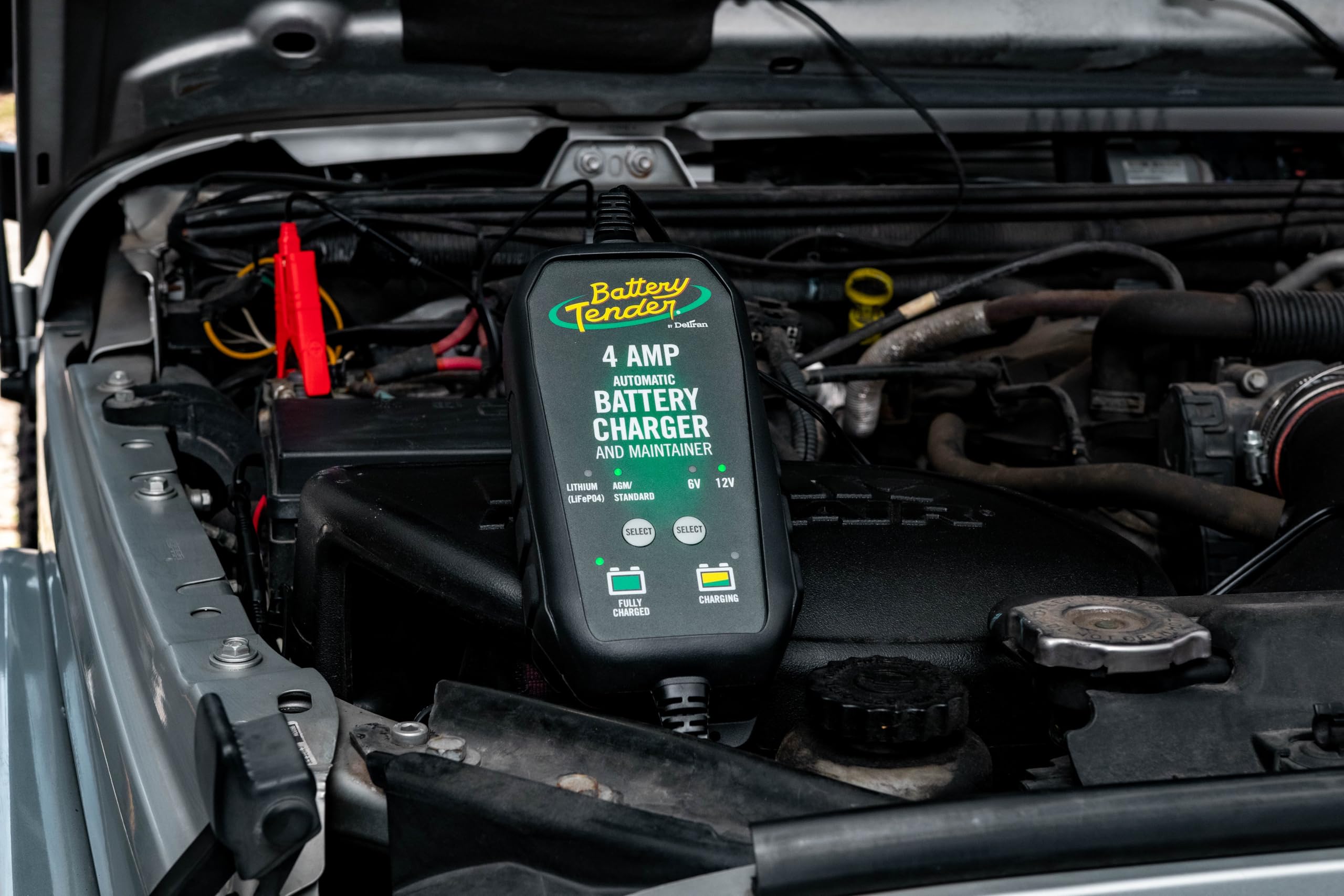 Battery Tender 4 AMP Car Battery Charger and Maintainer: Switchable 6V / 12V, Automotive Battery Charger and Maintainer for Cars, Trucks, and SUVs, Lead Acid & Lithium Battery Charger - 022-0209-BT-WH