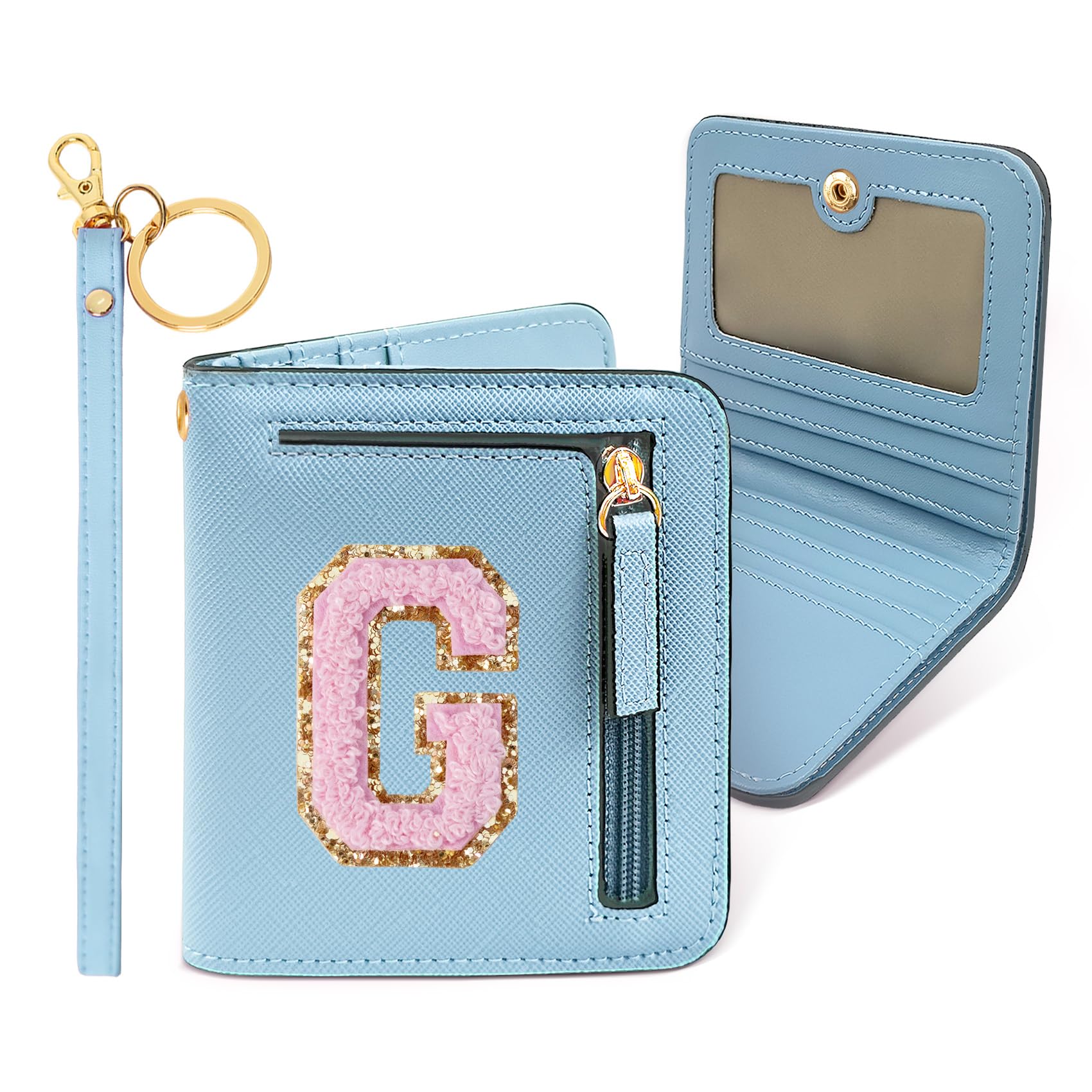 COSHAYSOO Personalized Easter Basket Stuffer Birthday Graduation Appreciation Thanksgiving Gifts for Girls 7 8 9 10 11 12 13 14 year old RFID Wallet Blue Small Initial Letter G