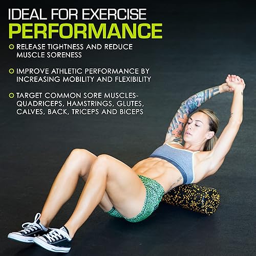 Miniatura 31 de ProsourceFit Rodillos de espuma de alta densidad largos, herramienta de masaje atlético firme de cuerpo completo para estiramiento de espalda, yoga,