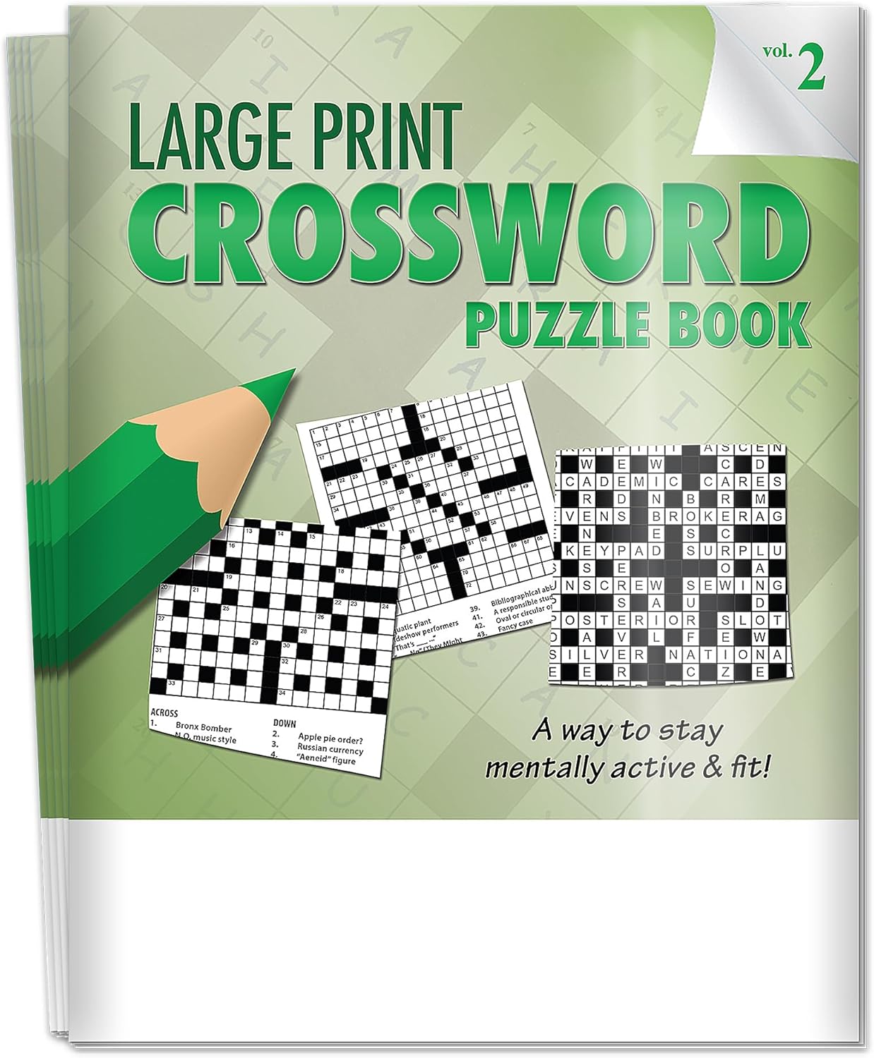 ZOCO - Large Print Crossword Puzzle Books Bulk 25 Pack - Easy-to-Read Crossword Books - Senior Activity Books for Nursing Homes, Assisted Living & Low Vision (Vol. 2)