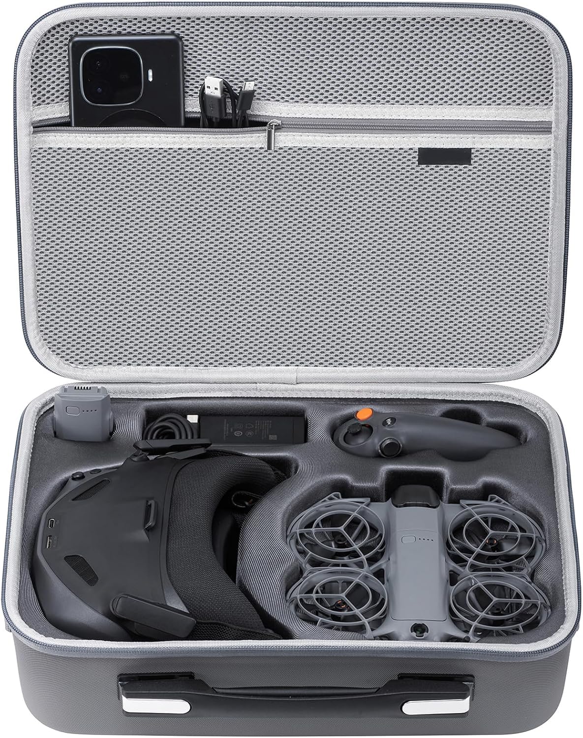 Tragetasche für DJI Neo 2 Motion Fly More Combo, PU Tragbare Reiseschutz Aufbewahrungsschutztasche Schultertasche kompatibel mit Goggles N3 und RC Motion 3 Fernbedienung, Ladeschabel Drohne Zubehör