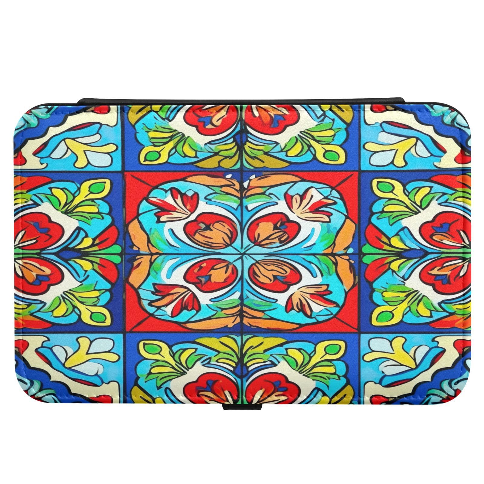 Haskirky Mexico Pattern Jewelry Box Portable PU Leather Travel Jewelry Organize for Women Jewelry Storage Display Holder for Ring, Necklace, Earring