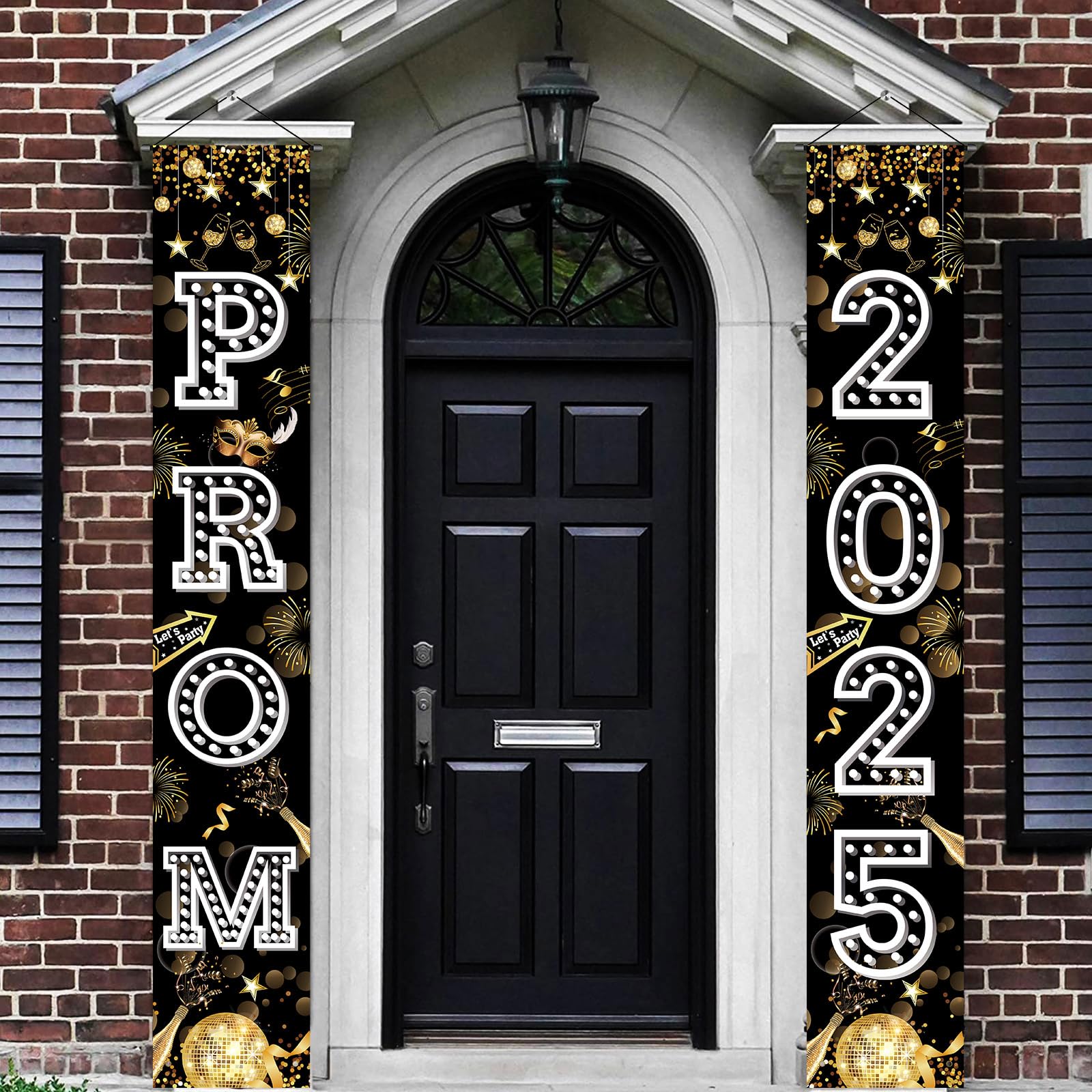 Prom 2025 Decorations - Black and Silver Prom Banner for Door 2025 Proms Decorations Door Banner Proms Party Decorations, Porch Sign for High School College Graduation