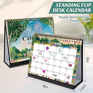 Gannyfer Desk Calendar 2025-2026, July 2025 - Dec 2026, Small Standing Flip Calendar 2025, 18 Monthly Cute Desktop Calendar with Daily Blocks, Notes, To-Do List, Gifts for Women, Kids, 6" x 8"(3 Funny Stickers)
