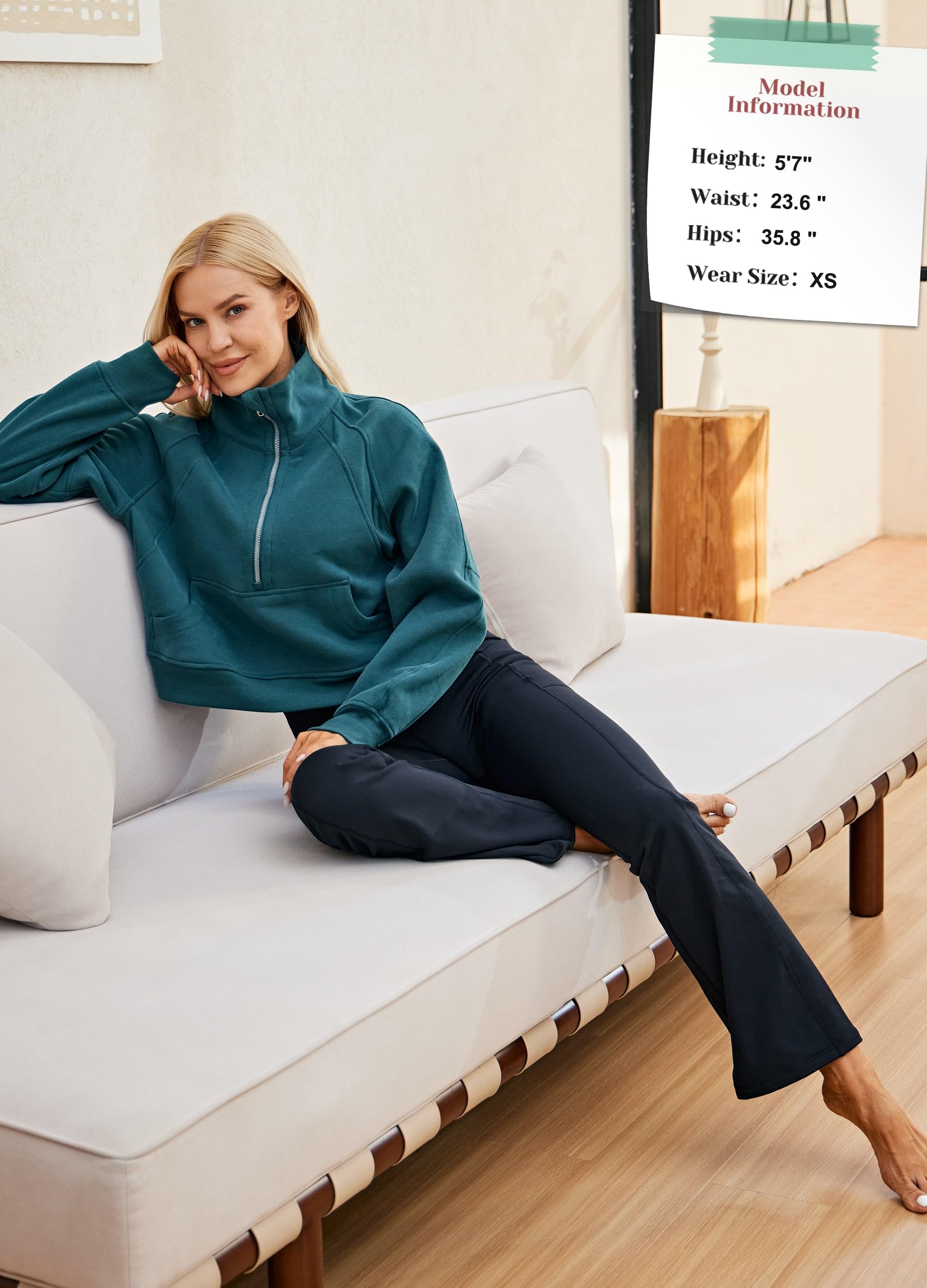 WILLIT Pantalon de yoga doublé thermique pour femme - Pantalon de yoga Bootcut en polaire - Legging chaud pour l'hiver - Pantalon évasé - Pantalon évasé - Pantalon évasé - Imperméable - Taille haute