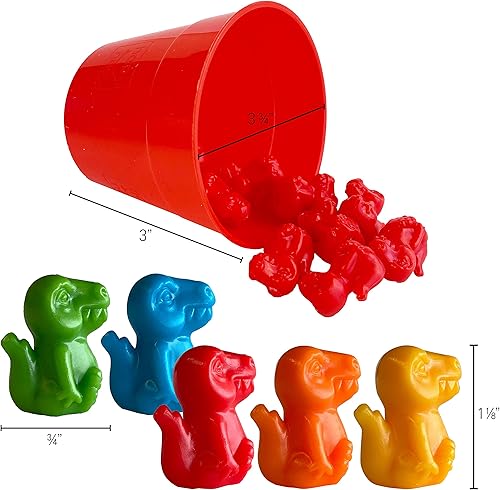 Miniatura 3 de Hapinest Juego de actividades de contador de matemáticas de dinosaurios para clasificar y contar colores, juegos educativos de aprendizaje para