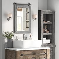 Vista 36 de COGOOD - Espejo de puerta de granja estilo granero - 41" x 26" Espejo de pared con marco de madera rústica para baño, sala de estar, decoración