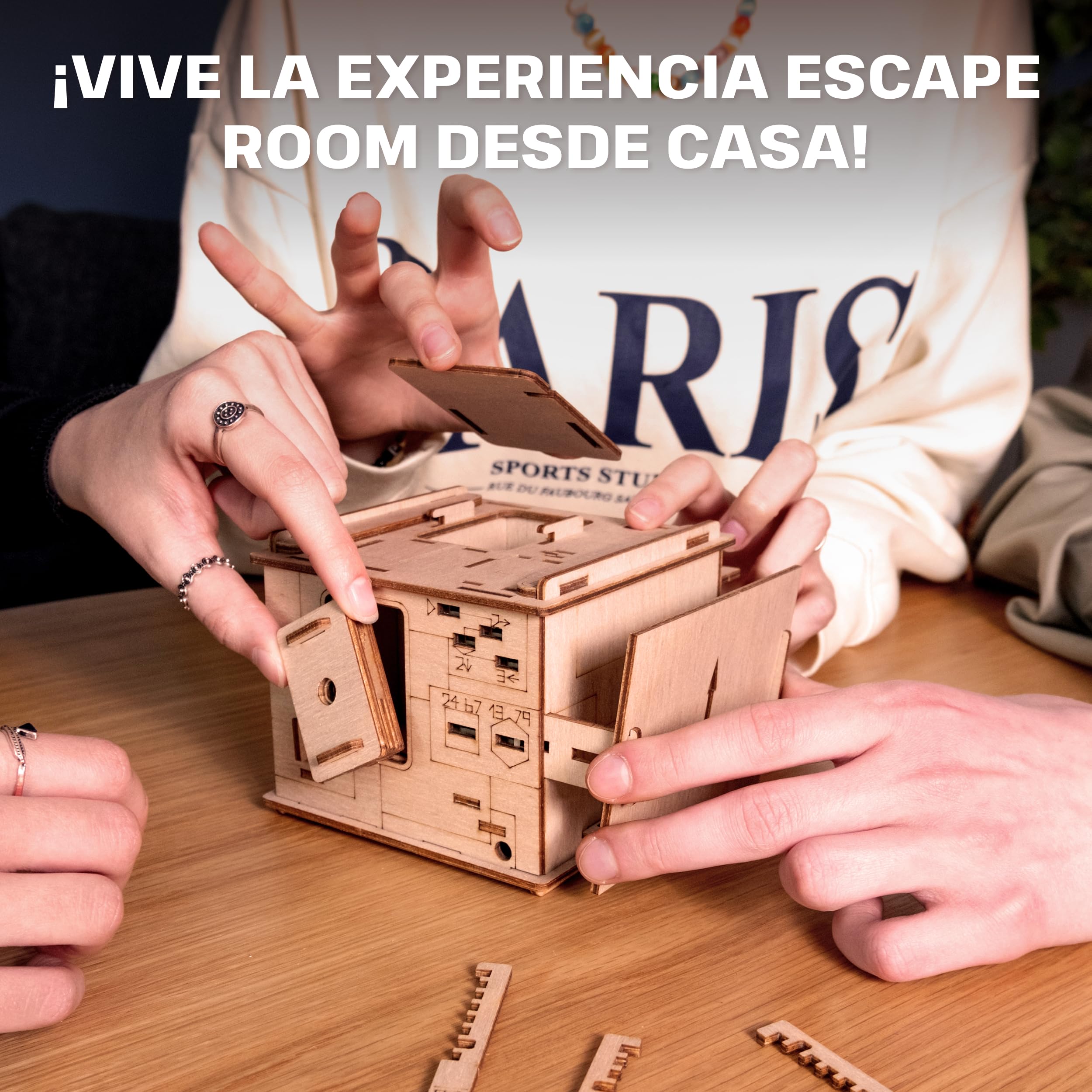 ESC WELT Juego de Rompecabezas 3D Space Box - Caja de Rompecabezas de Madera 3 en 1 - Juego Rompecabezas de Acertijos - Puzle para Niños y Adultos adivinanzas - Pascua Juego Mental de Escape Room
