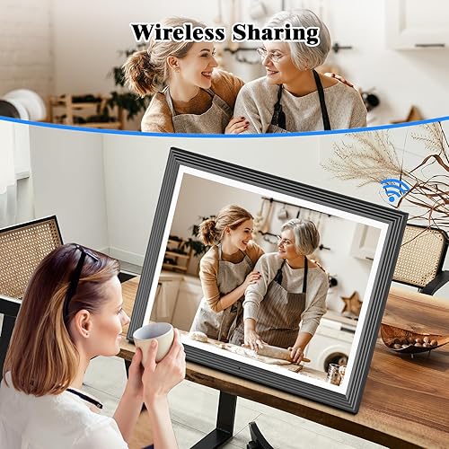 Vista 52 de Marco de fotos digital de 10.1 pulgadas, marco de fotos digital Wi-Fi, álbum de fotos digital, pantalla táctil IPS de 1280 x 800, 32 GB, rotación