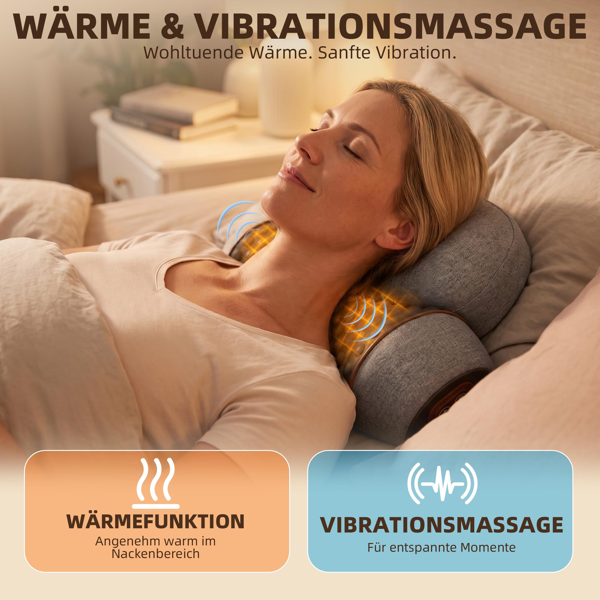 3-In-1 Massagegerät Nacken, Nackenmassagekissen (Hellgrau)