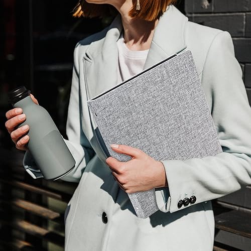 Miniatura 6 de Vienrose Carpeta de 3 anillos redondos de 1 pulgada con cubierta de lino con capacidad para papel de 8.5 x 11 pulgadas para la escuela, la oficina y