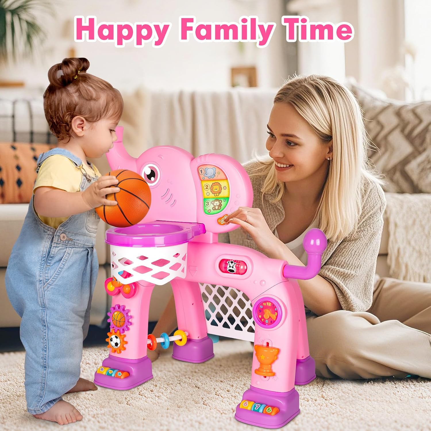 Toddler Basketball Hoop & Soccer Goal, Toys for 1 2 3 Year Old Boys Girls, Kids Sports Toy with Light Sound Music, Montessori Toys for Baby 12-18 Months, Christmas Birthday Gifts for Ages 1-3(Pink) - Image 6