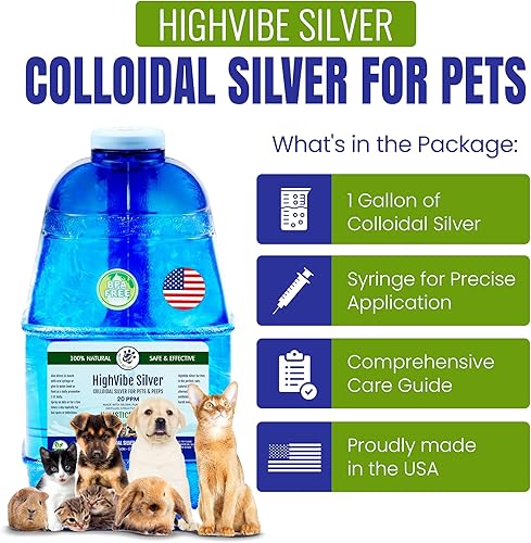 Miniatura 2 de HighVibe Silver - Plata coloidal para mascotas - 20 PPM 1 galón - para perros, gatos, caballos y todas las mascotas