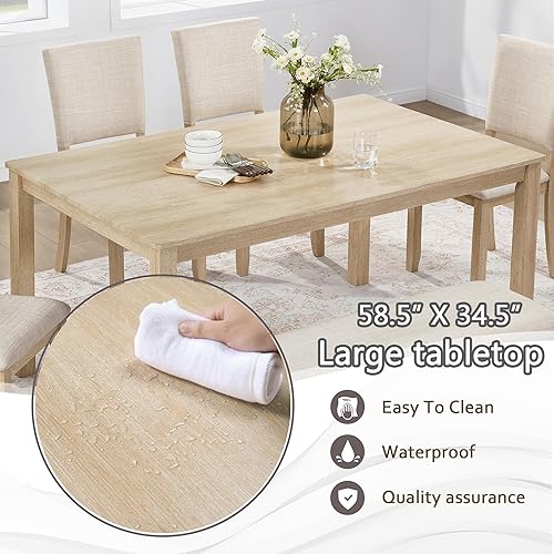 Miniatura 8 de LUMISOL Juego de mesa de comedor de 6 piezas con banco y sillas, juego de mesa de cocina de granja para 6 personas, juego de mesa y sillas de madera