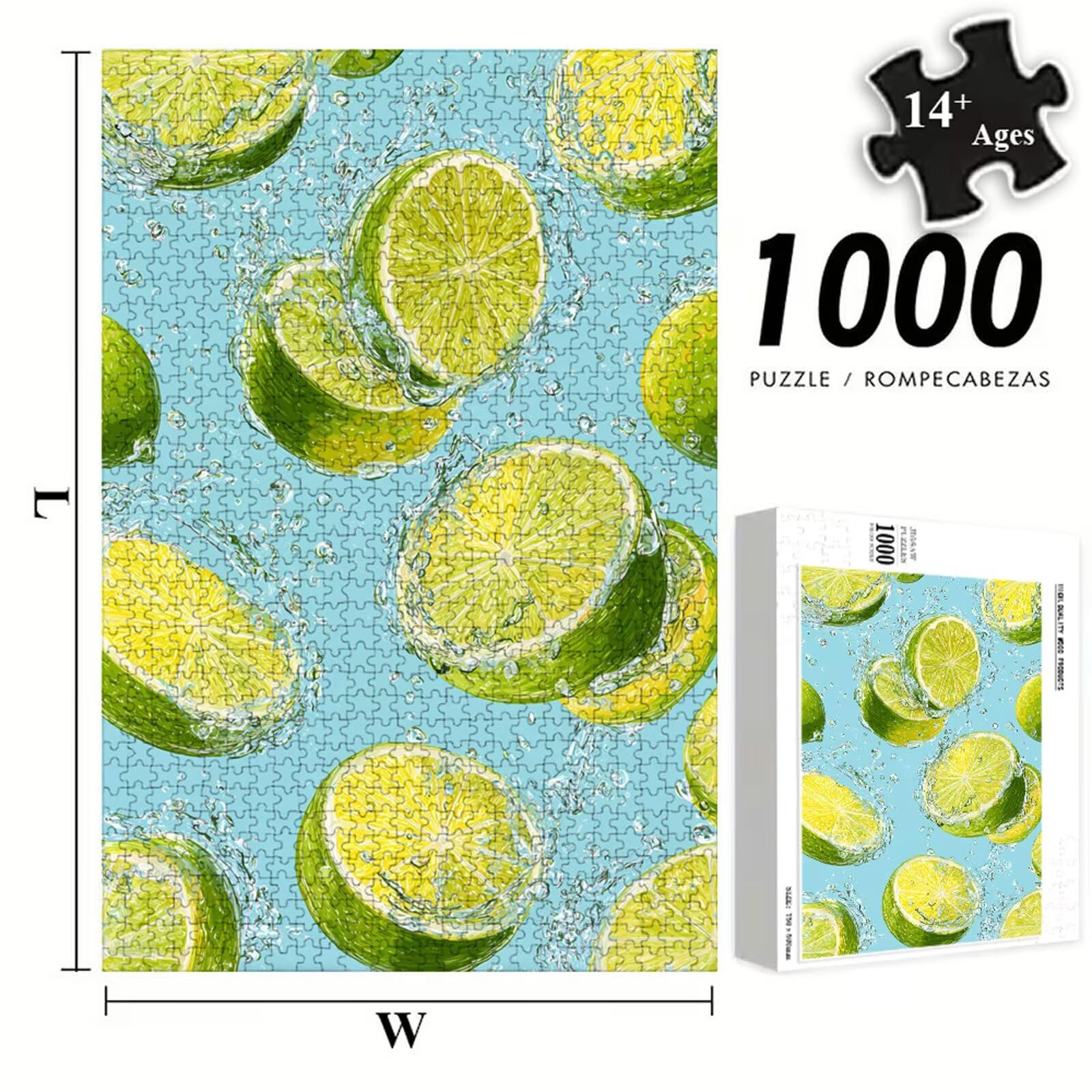Puzzle 1200 Piezas Adultos Limón & Verde, Rompecabezas con Letras Traseras y Póster, Pasatiempo Antiestrés, Decoración de Pared, Regalo Decorar Mujer Hombre 75 x 50 cm (14 Años +) P3#829