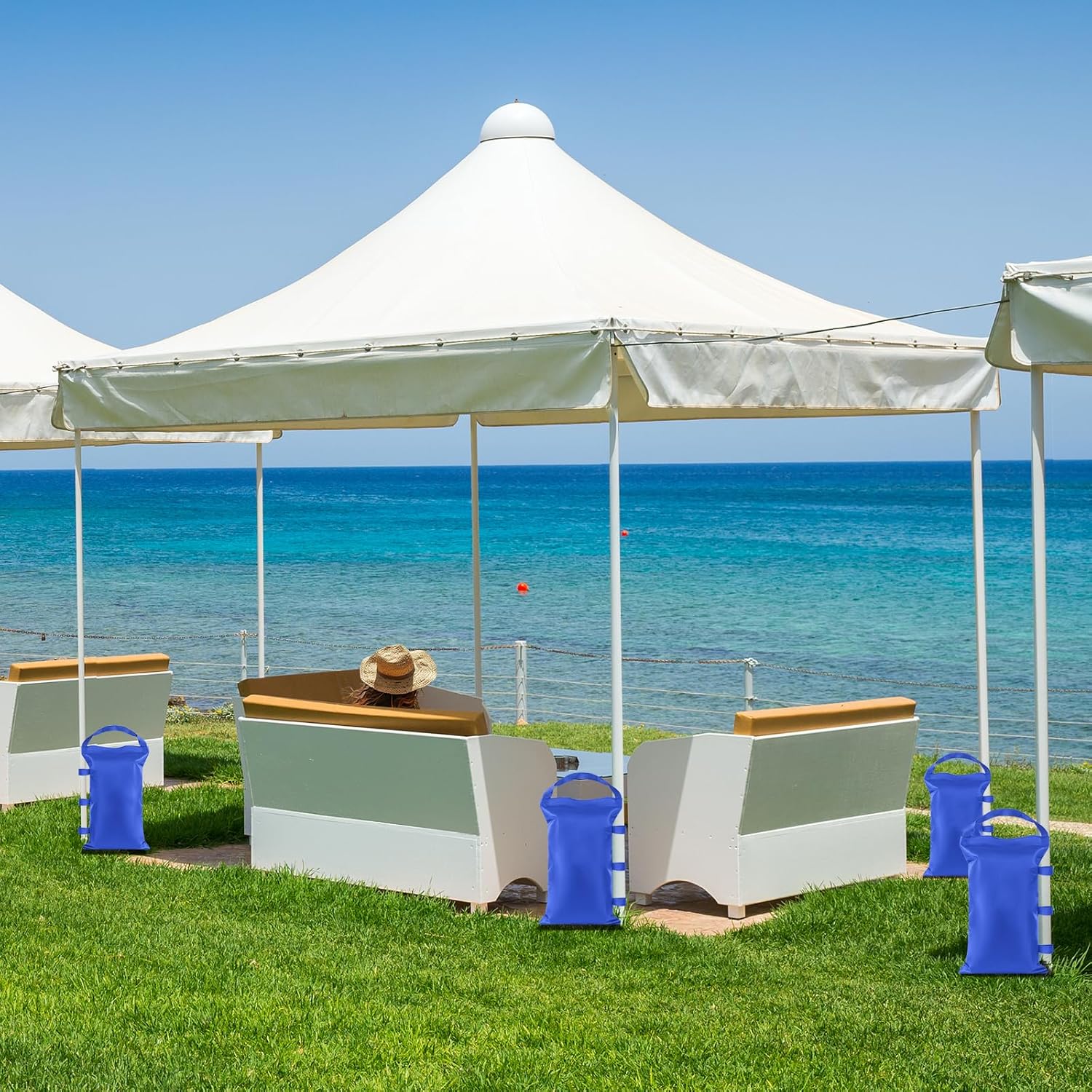 Sand Bags for Canopy Legs Empty Sandbags for Weight, Canopy Tent Weights Set of 4 Heavy Duty 1680D Pop Up Tent Weights Bags (Blue, 120LBS)