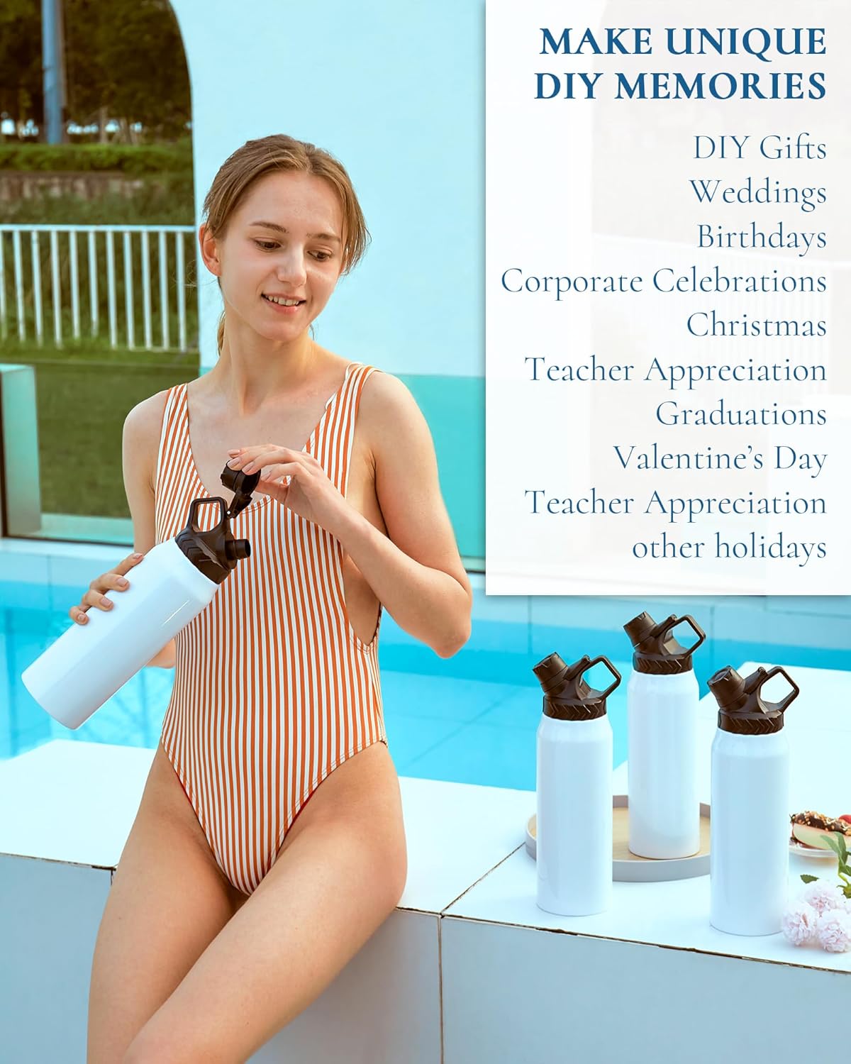 4 Pack 32 OZ Sublimation Water Bottle Blanks in Bulk, Stainless Steel Insulated Sports Tumbler Cups with Polymer Coating for Heat Transfer, With Lid, Coaster, Keepsake Box, Sublimation Paper - Image 6