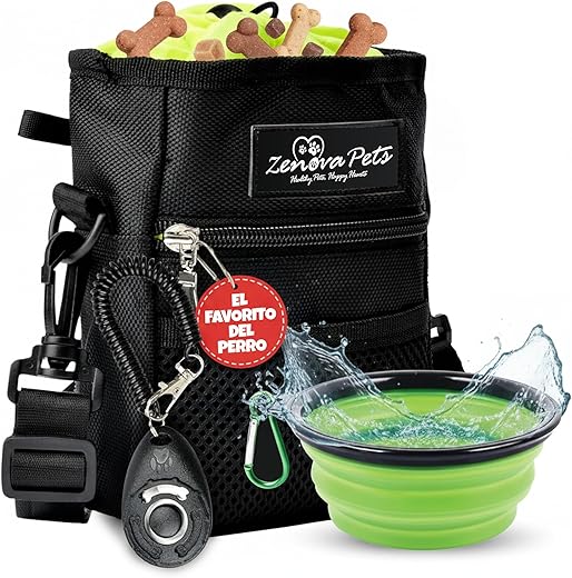 Dog Treat Bag with Travel Bowl and Dog Training Clicker for Training Outdoor Adventure Ideal Dog Accessories