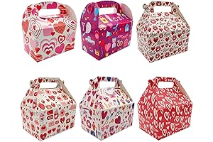 12 PCS Valentine's Day Favor Boxes Heart for Goody Cookie Holder Heart Tags