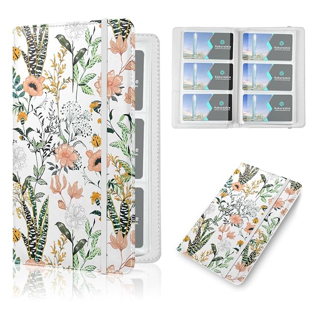 Floral Business Card Book Holder Organizer for Women 240 Card Capacity Stylish Name Card and Credit Card Holder