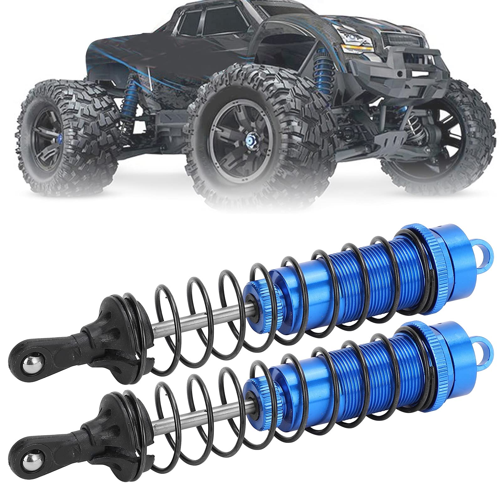 2 Szt. 1/8 RC Amortyzator 140mm Wypełniony Olejem Amortyzator Regulowany Amortyzator Sprężynowy do TRAXXAS SLASH 2WD RC Car(niebieski)